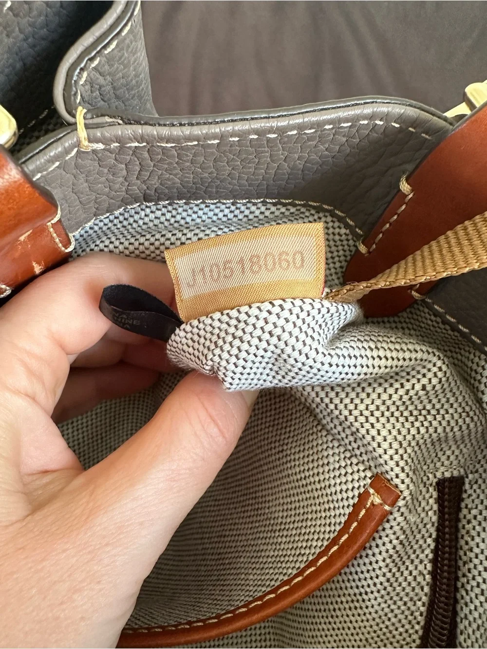 Dooney & Bourke Brenna Gray Brown Leather Satchel Bag